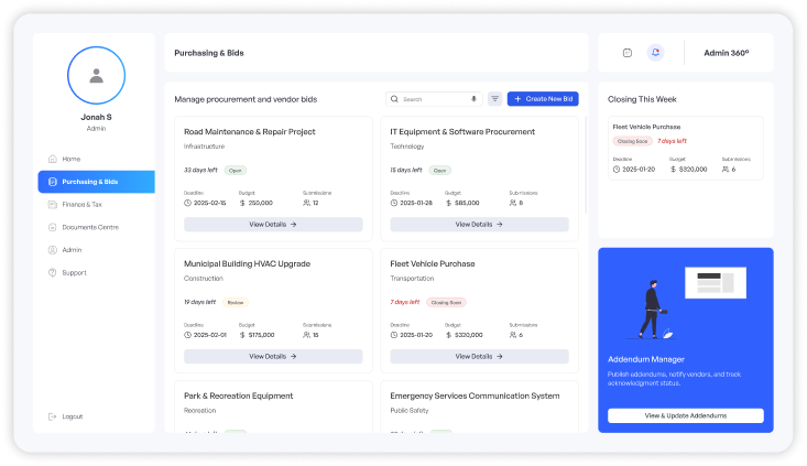 Vendor360 Dashboard Preview
